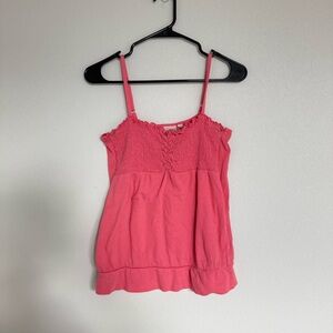 Pout Y2K Vintage Smocked Bodice Pink Cami Babydoll Tank Top Womens Large